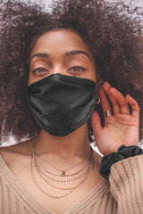 Black Silk Satin Face Mask