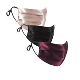 Gem Set of 3 Silk Satin Face Mask | Black, Maroon, Nude