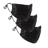 Set of 3 Black Silk Satin Face Mask