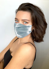 Ice Blue Silk Satin Face Mask