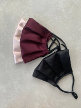 Gem Set of 3 Silk Satin Face Mask | Black, Maroon, Nude