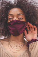 Maroon Silk Satin Face Mask
