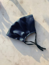 Navy Silk Satin Face Mask
