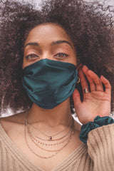 Teal Silk Satin Face Mask