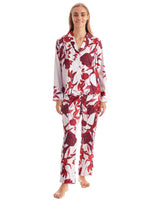Red Flora Silk Pajamas