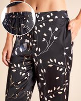 Black Flora Silk Pajamas