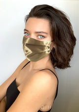 Coffee Gold Silk Satin Face Mask
