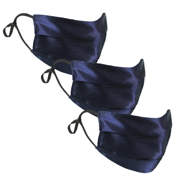 Navy Silk Satin Face Mask