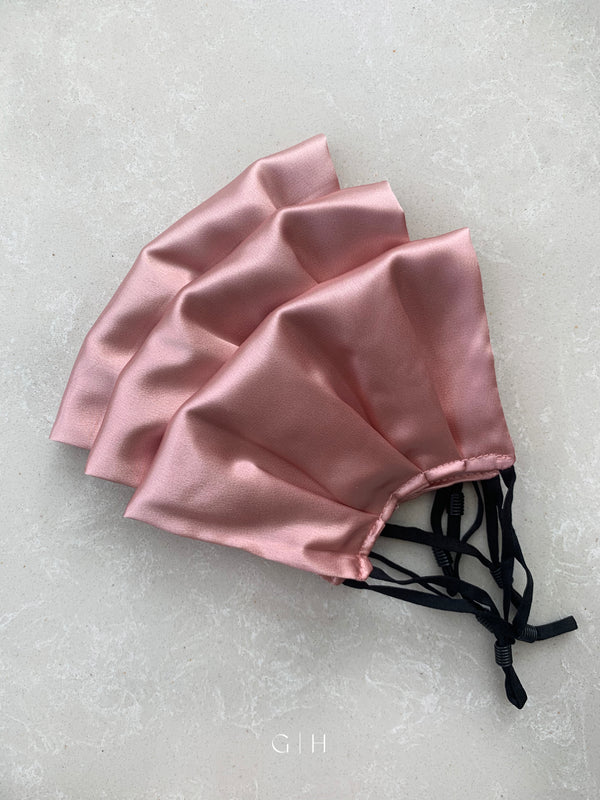 Set of 3 Dusty Pink Silk Satin Face Mask