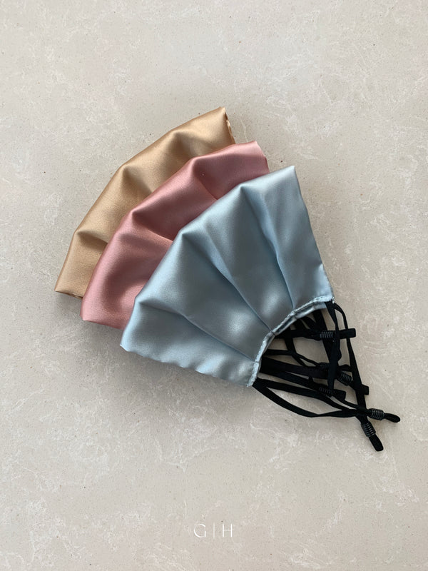 Pastels Set of 3 Silk Satin Face Mask | Coffee, Ice Blue, Dusty Pink