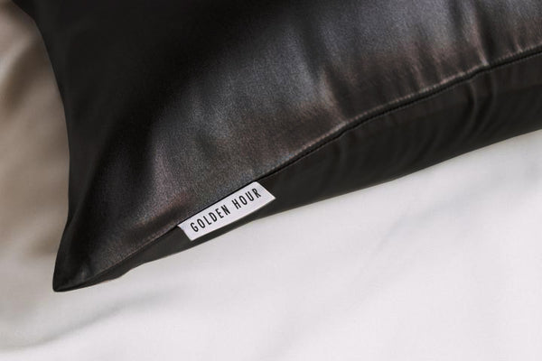 Black Silk Satin Pillowcase