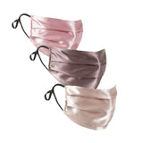 Pink Set of 3 Silk Satin Face Mask | Nude, Mauve, Dusty Pink