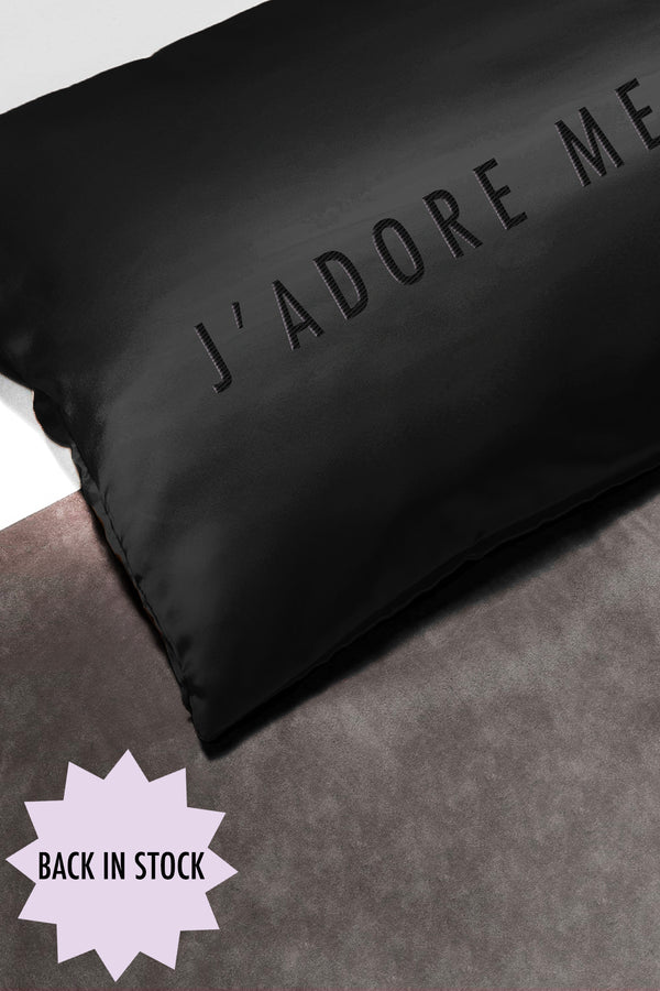 Limited Edition "J'Adore Me" Black Silk Pillowcase