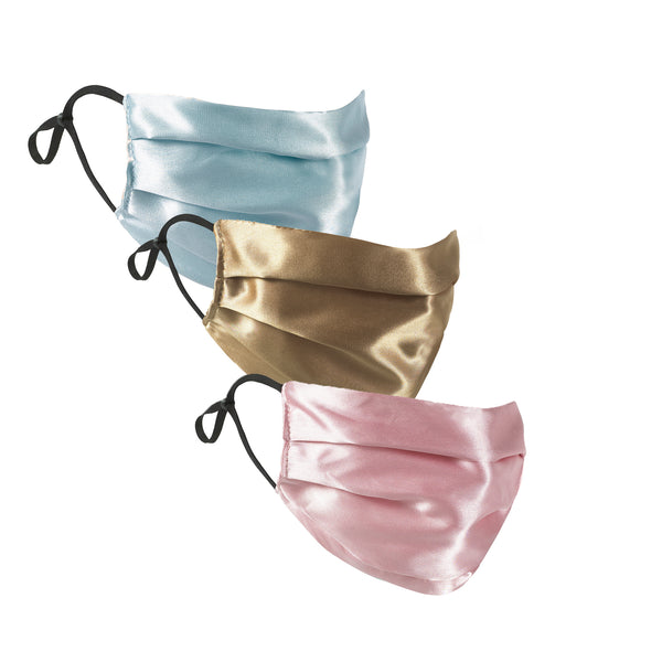 Pastels Set of 3 Silk Satin Face Mask | Coffee, Ice Blue, Dusty Pink